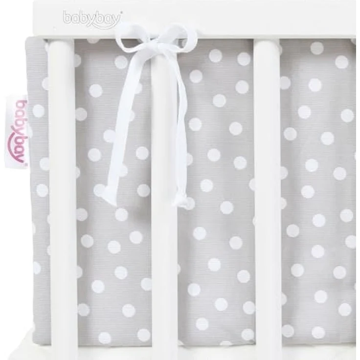 babybay Nestchen Piqué passend für Modell Boxspring XXL, perlgrau Punkte weiß – Bild 3