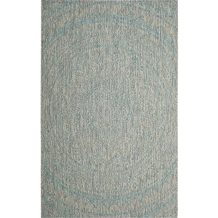 SAFAVIEH Zeitgenössische Teppich für Wohnzimmer, Esszimmer, Schlafzimmer - Courtyard Collection, Kurzer Flor, Hellgrau und Aqua, 122 X 170 cm – Bild 4