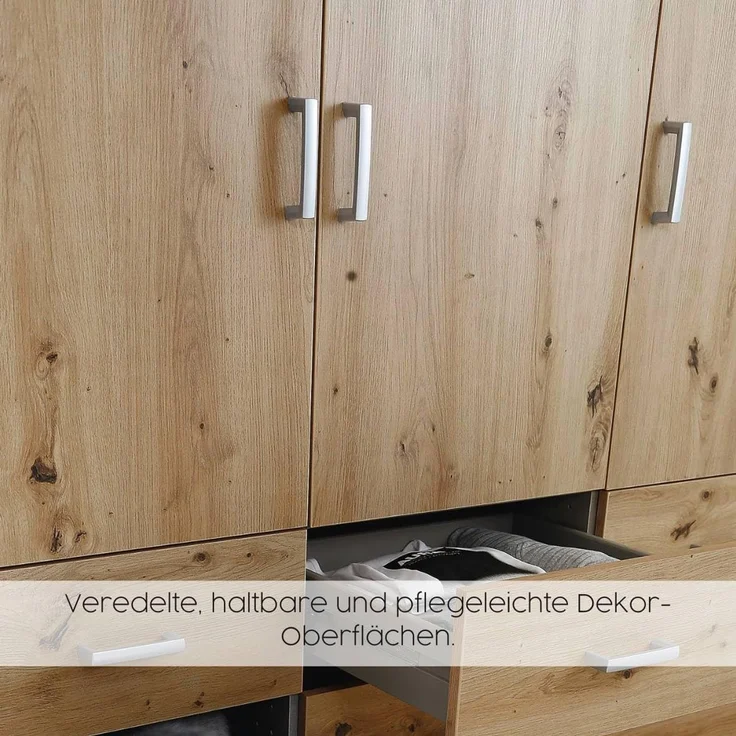 Rauch Möbel 'Voyager' Kleiderschrank, Holz, Weiß | Eiche Artisan, Zubehör Premium, Breite 187 cm | ohne Schubladen – Bild 9