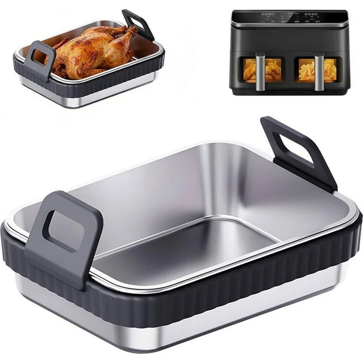 FELIXLEO Brotbackform Airfryer Auflaufform Edelstahl mit Silikongriff BPA frei – Bild 1
