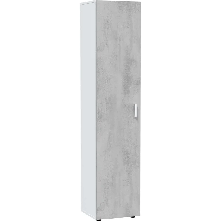 Habitdesign, Hochschrank – platzsparender Mehrzweckschrank mit 1 Tür und 3 Einlegeböden, viel Stauraum in Arkit weiß und Zementgrau, Maße: 41 x 182 x 37 cm (B x H x T), Modell Tidy – Bild 4