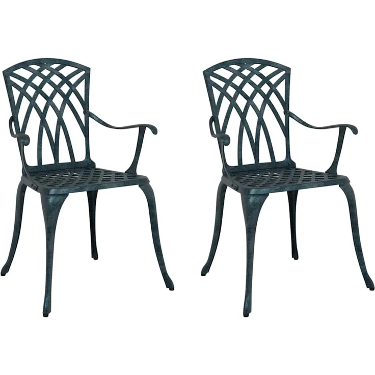 2er Set Gartenstuhl, Balkonstuhl Grün 53 x 51 x 88,5 cm Aluminium – Bild 2