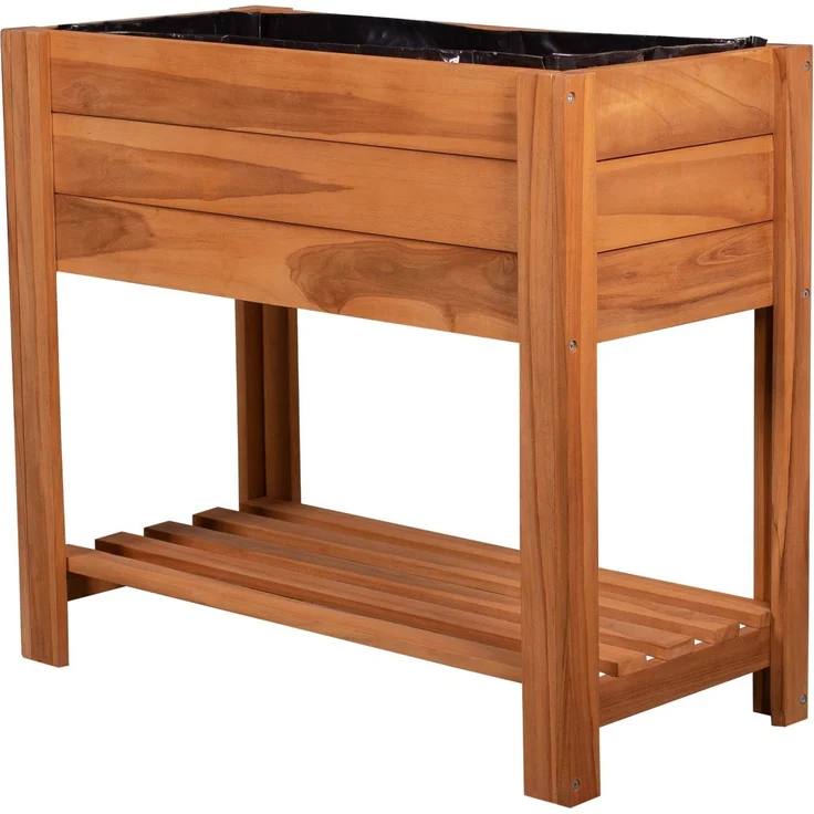 Teakholz Hochbeet mit Ablagefläche - bene living – Bild 1