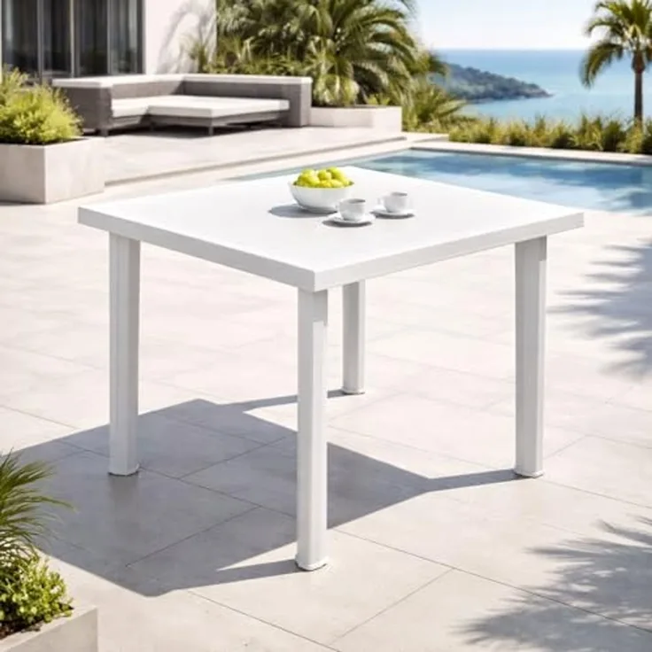 Gartentisch Terrassentisch Outdoor Tisch Weiß L80xB75xH72cm