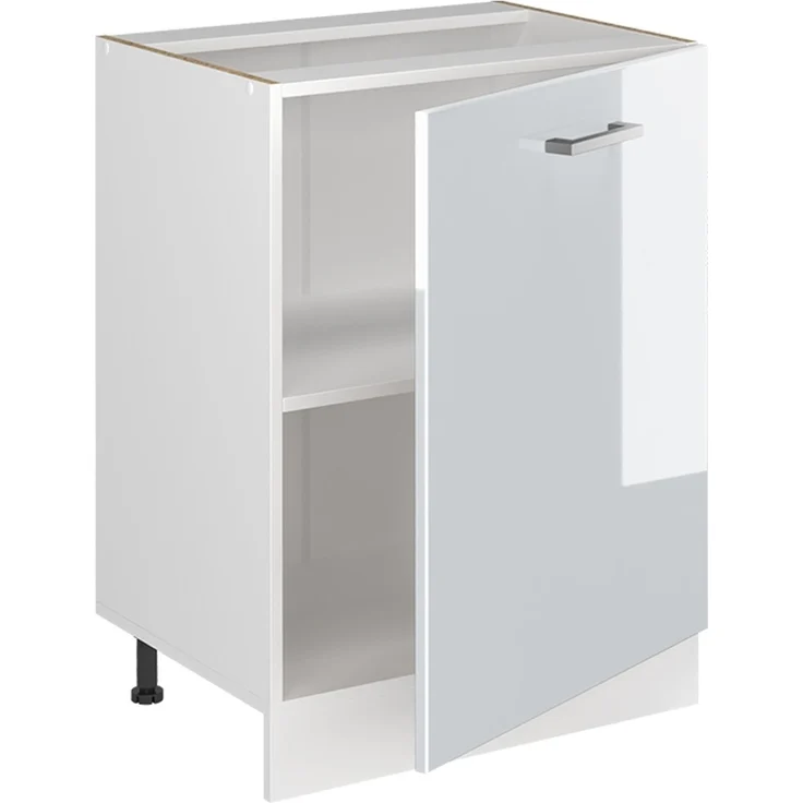 Küchenunterschrank R-Line Weiß Hochglanz/Weiß 60 cm mit 1 Tür Arbeitsplatte Anthrazit Vicco – Bild 3