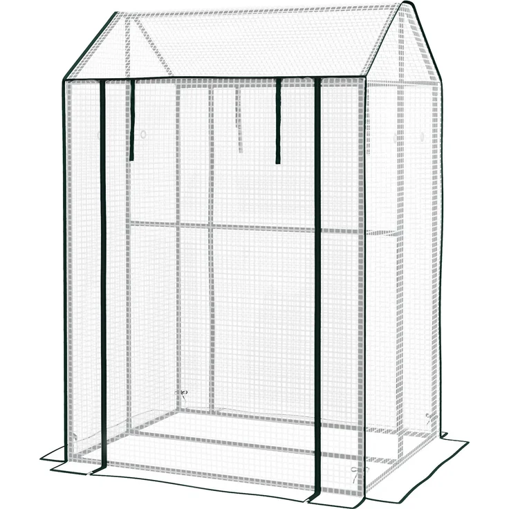 Wohnora-Gartengewächshaus mit 2 Abteilen und 2 Rolltoren – 0,8 m² Tomatengewächshaus, Abmessungen 1 m x 0,8 m x 1,5 m (L x B x H), Stahl und PE,H 1500cm x T 980cm x B 800cm,Weiß – Bild 3