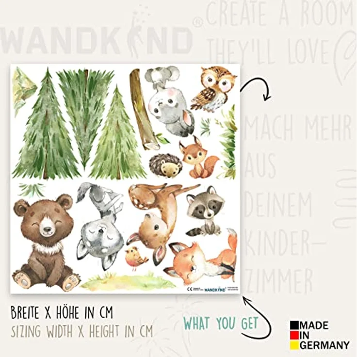 WANDKIND Wandtattoo Waldtiere V410 Abenteuer, wieder ablösbar – Bild 4