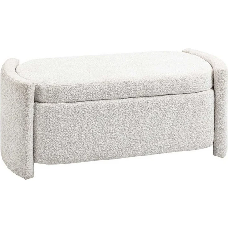 HOMCOM Sitzbank Polsterbank mit Deckel, Samtoptik (Aufbewahrungsbank, 1-St, Lagerbank), Creme, 105 x 44 x 45,5 cm – Bild 4