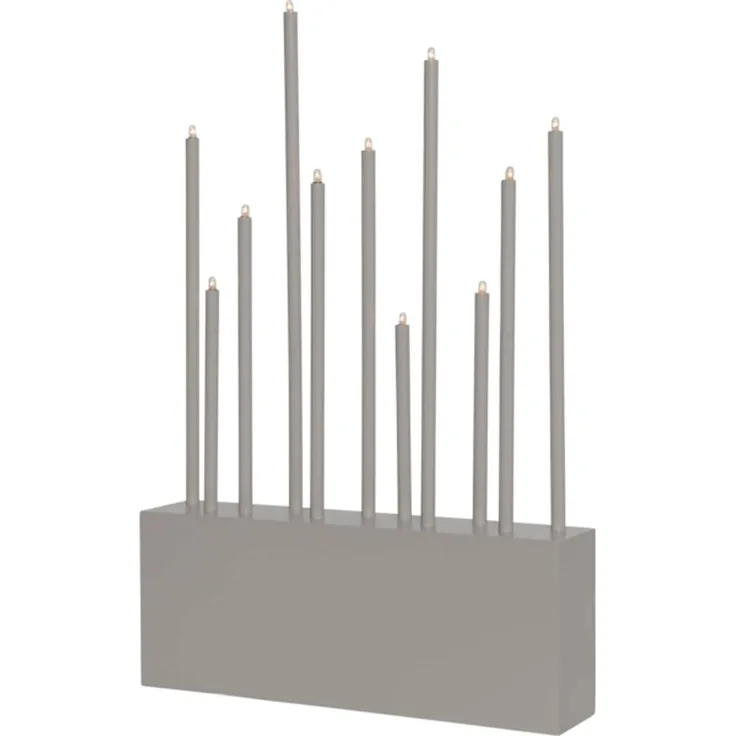 Kerzenleuchter Buzz 11-flammig E5 Holz+Metall H 43cm beige