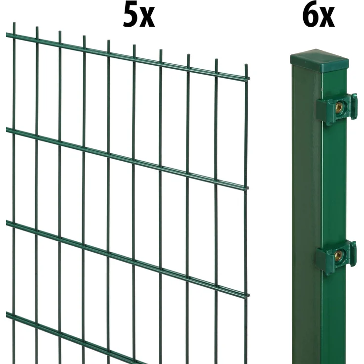 Garden 'N' More Doppelstabmattenzaun Set excellent, 203 cm hoch, grün, 5 Elemente für 10 m, 6 Pfosten – Bild 2