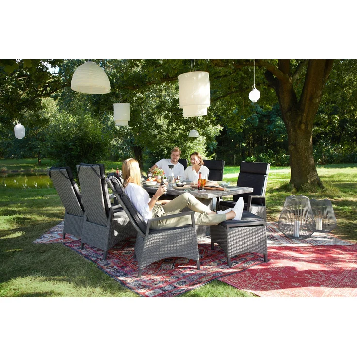 Gartenhocker Keramo Dining, Rattan, Grau, Schwarz, 57 x 46 x 47 cm – Bild 5