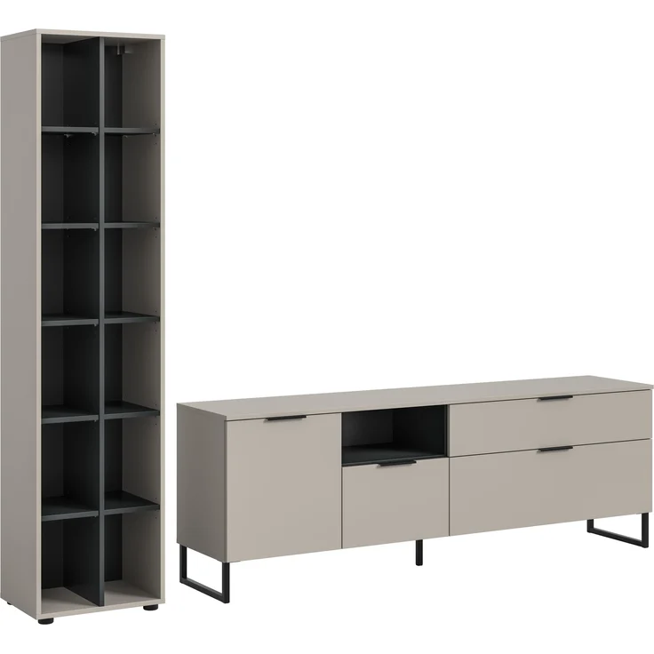 Wohnwand >Noida< in kaschmir - 245x192x41cm (BxHxT) – Bild 1