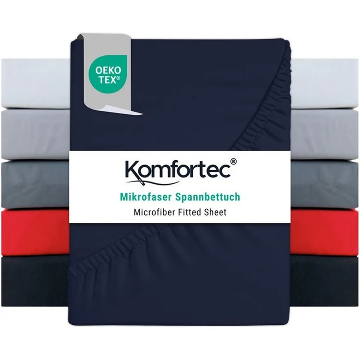 Komfortec Spannbettlaken Boxspringbett bis 15cm - 30cm Matratzenhöhe, Mikrofaser, Gummizug: Rundum, (1 Stück), 140x200 cm, Navy Blau – Bild 5