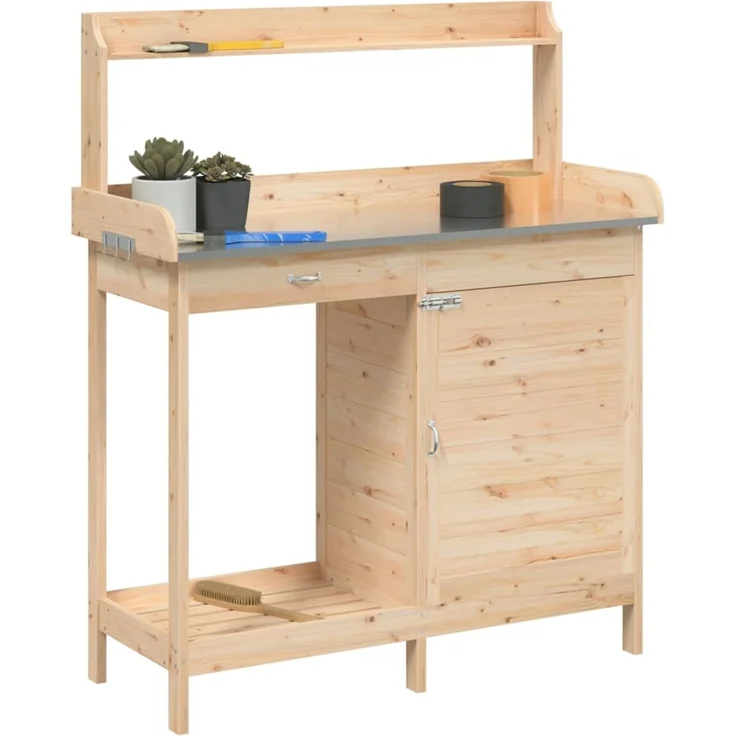 vidaXL Pflanztisch mit Schrank 110,5x45x124,5 cm Massivholz Tanne 156343 – Bild 4