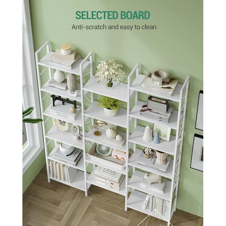 Bücherregale, Standregale, Regal mit 17 Fachböden, 6 Etagen, Verstellbarer Abstand, 24 x 152 x 186 cm, Tragfähigkeit 340 kg, Wohnzimmer, Büro, Weiß – Bild 4