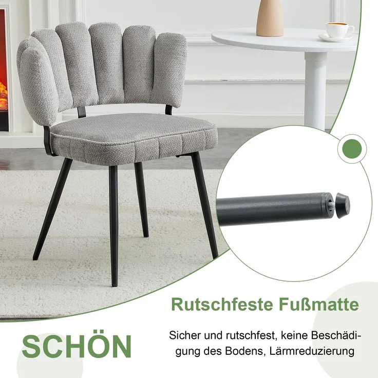 Esstischgruppe H 75 x T 107 x B 107 cm in Nussbaum-Optik mit Stauraum und 4 grauen Stoffstühlen – Bild 6
