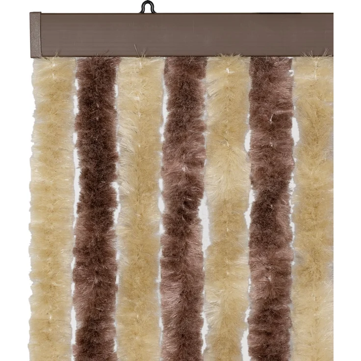 Moritz Flauschvorhang aus Chenille 90 x 200 cm braun beige Streifen Türvorhang als Fliegenschutz Insektenschutz für Camping Wohnwagen – Bild 4
