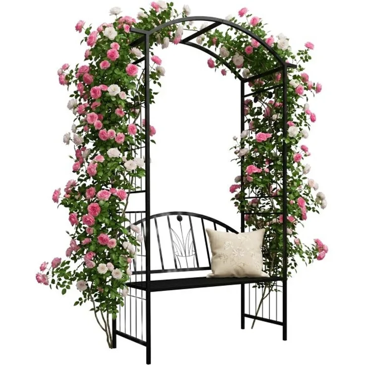 Relaxdays Rosenbogen mit Bank