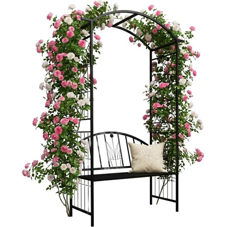Relaxdays Rosenbogen mit Bank – Bild 1