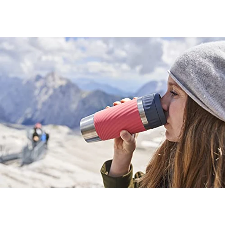 EMSA 'Travel Mug Easy Twist' Isolierbecher, Edelstahl/Silikon, koralle, 360 ml – Bild 9