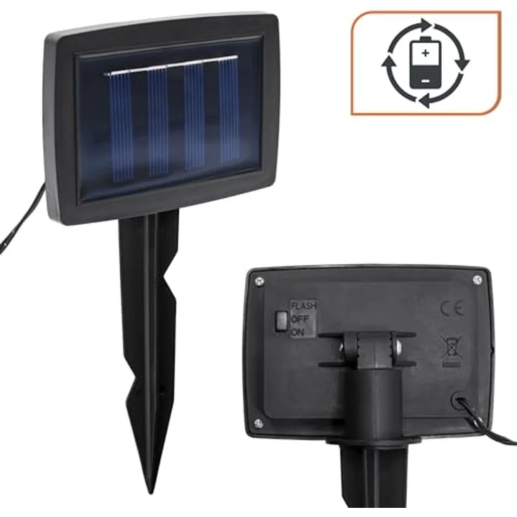 Spetebo LED-Lichterkette LED Solar Lichterkette mit 10 Glühbirnen auf 450 cm mit 2 Leuchtmodi, 10-flammig, Automatische Einschaltung bei Dämmerung – Bild 4
