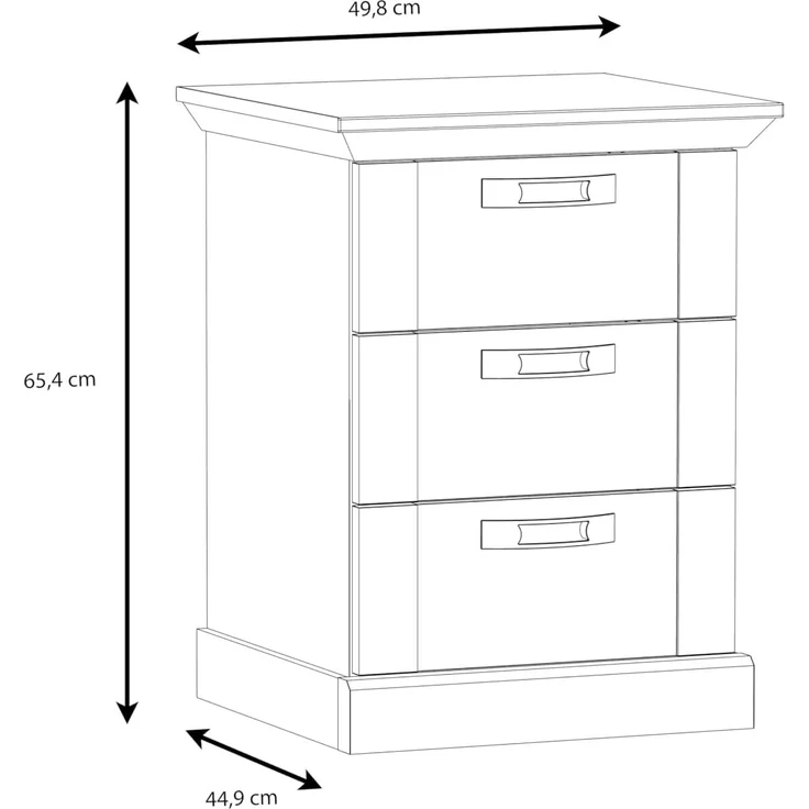 Forte Möbel Nachttisch, Holzwerkstoff, Pinie weiß, B x H x T: 49,8 x 66 x 44,9 cm – Bild 2