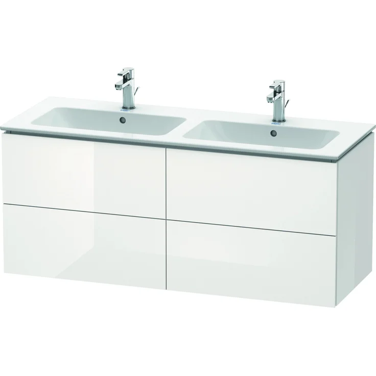 Duravit Waschbeckenunterschrank L-Cube, 129 cm, Weiß Hochglanz, großer Stauraum mit pflegeleichten Oberflächen