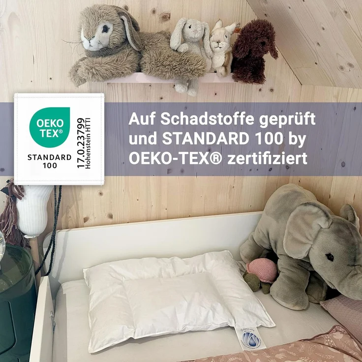 ZOLLNER Kinder & Kleinkinder Daunenkissen aus 90% Daunen und 10% Federn, Bezug Baumwolle, 40x60 cm – Bild 4