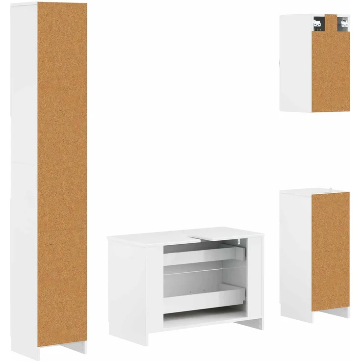 vidaXL 4-teiliges Badezimmer-Schrank-Set UTRECHT Hochglanz Weiß 3417976 – Bild 6