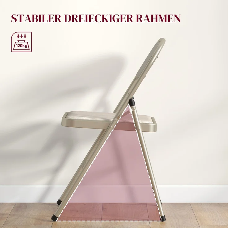 HOMCOM Klappstühle, Polyester, Stahl, Beige, 45L x 46B x 78H cm – Bild 5