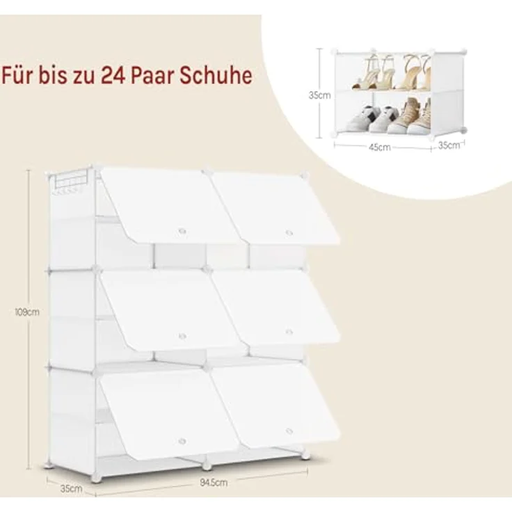 Woltu Schuhregal, 1-tlg, Schuhaufbewahrung mit 6 Fächern für 24 Paar Schuhe – Bild 4