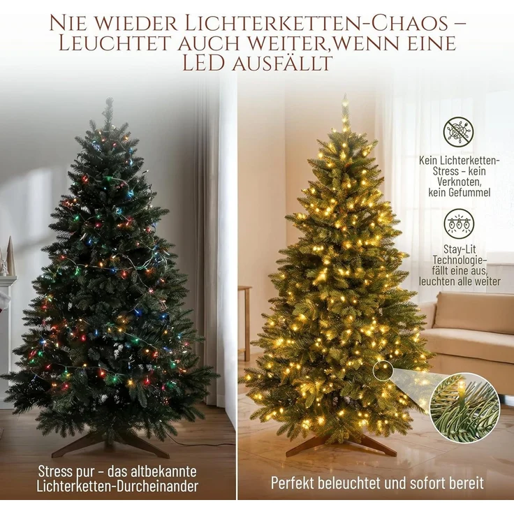 PURE LIVING INTERIOR DESIGN Künstlicher Weihnachtsbaum 180 cm Nordmanntanne, mit Beleuchtung, 440 LEDs – Bild 2