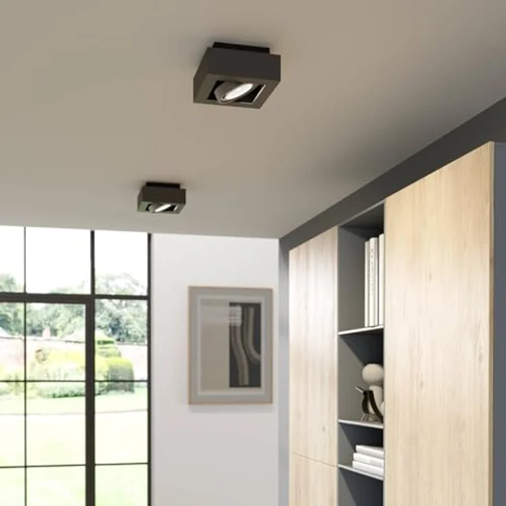 Arcchio Deckenlampe Ronka, moderne 1-flammige LED-Deckenleuchte in Schwarz aus Aluminium, GU10 für Wohnzimmer und Flur – Bild 3
