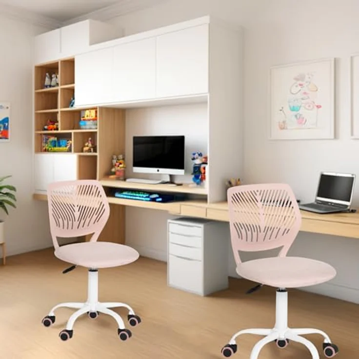FurnitureR Bunte Schreibtischstuhl, Modernes verstellbares Design Computer Sitz, Swivel Armless Stuhl, Kinderzimmer, Home Office Task Chair – Bild 5