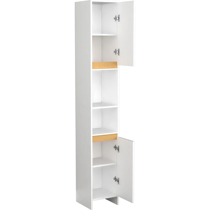 VCM Badmöbel Hochschrank Malira 919803 Weiß / Honig-Eiche H. 189 x B. 30 x T. 30 cm – Bild 2