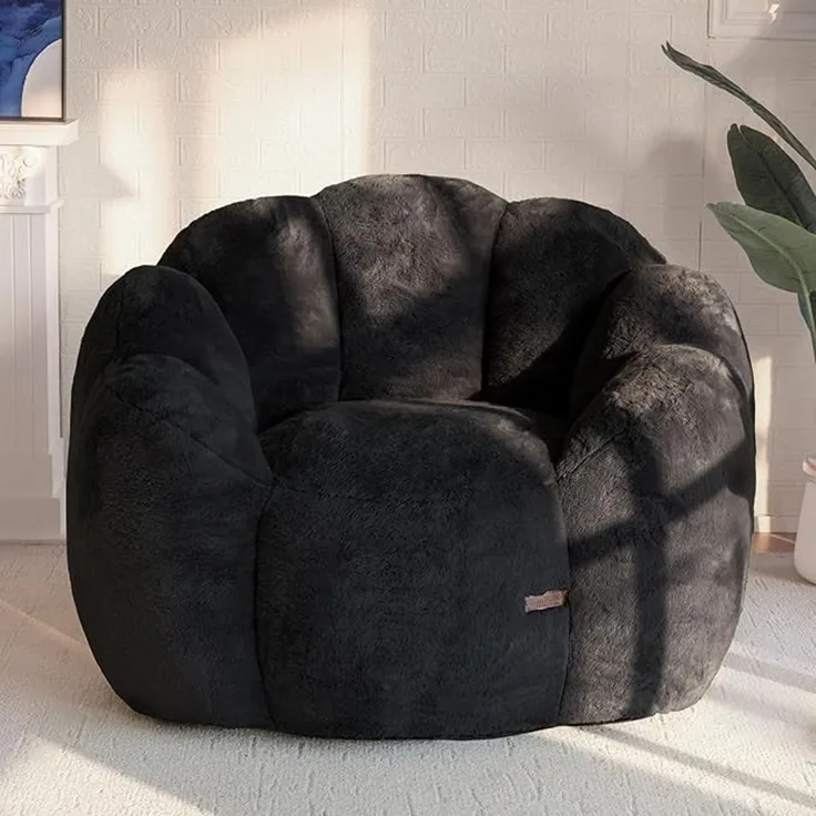Sitzsack Sofa 105 cm Creme, Schwarz
