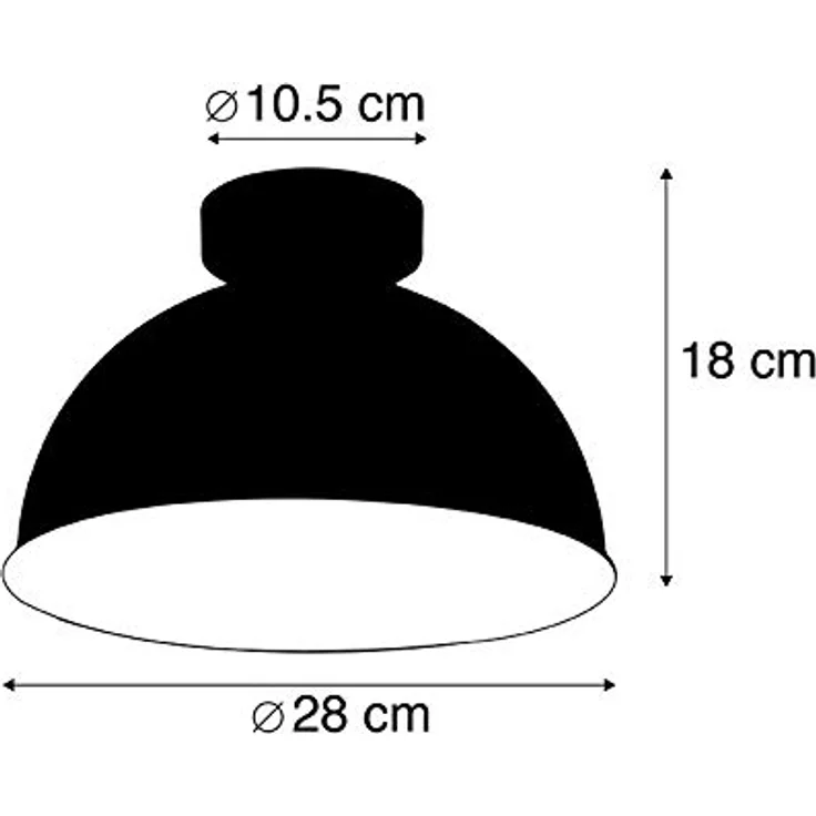 Qazqa Magnax Industrie Deckenleuchte, dimmbar, E27 Fassung, Schwarz Gold, rund, 28 cm für Flur, Schlafzimmer und Wohnzimmer – Bild 4