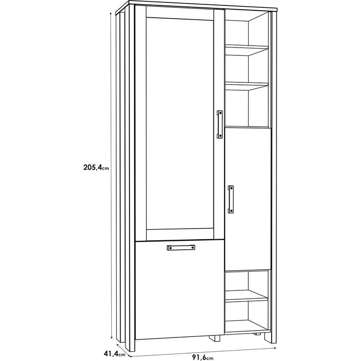 FORTE Clif Highboardvitrine, Holzwerkstoff, Grau/Braun, 91,6 x 205,4 x 41,4 cm – Bild 5