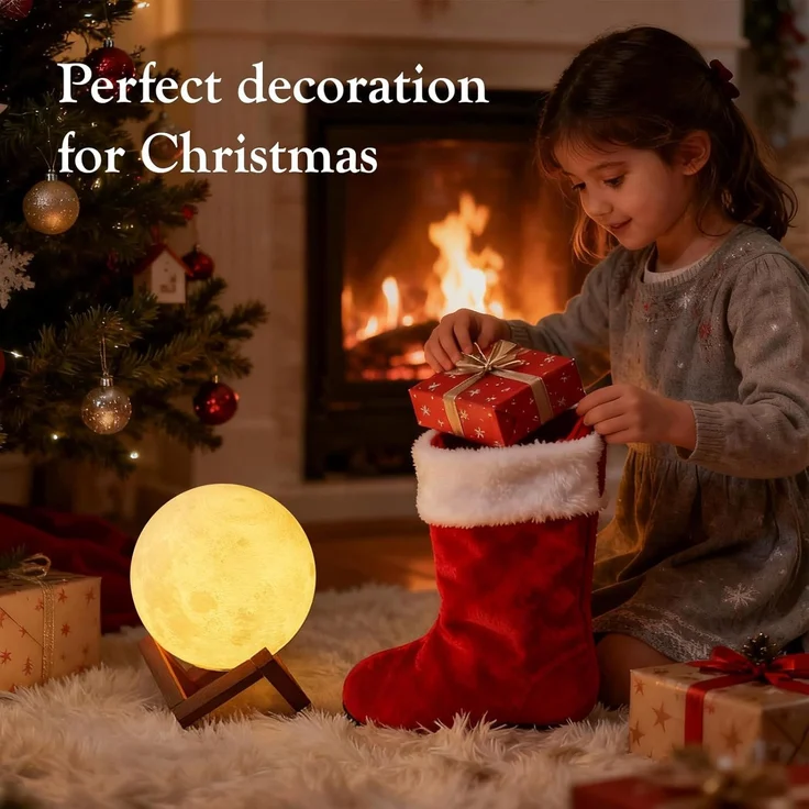 EXTSUD LED Nachtlicht 15cm Mond Lampe 16 Farben 3D Mondlampe mit Fernbedienung, Touchschalter eingebaut Batteriebetrieben dimmbar USB Wiederaufladbare, Nachtlampe Schlafzimmer Dekorative Lichter, für Kinder, M15 – Bild 6
