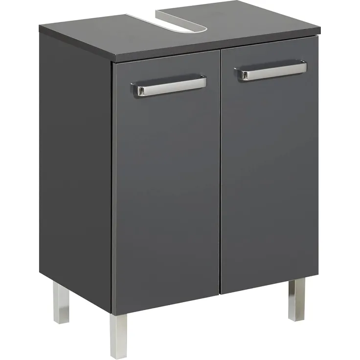 Pelipal Waschbeckenunterschrank; 311 in Grau-Anthrazit, Glanz, 50 cm breit | Waschbeckenschrank; mit 2 Türen