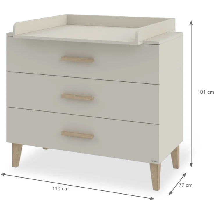 Pinolino 'Tami' Kinderzimmer-Set, breit groß, 3-tlg., Gitterbett, Wickelkommode, Schrank, Holz Beige – Bild 5