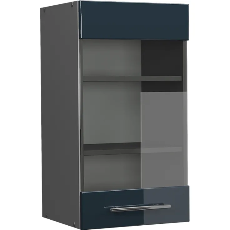 Küchenglasschrank Fame-Line Dunkelblau Hochglanz 40 cm Vicco