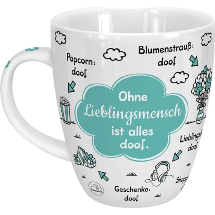 Sheepworld Tasse mit Motiv "Ohne Lieblingsmensch ist alles doof" | Porzellan, 45 cl | Tasse für Kaffee und Tee, Tasse mit Spruch | 46508 – Bild 2