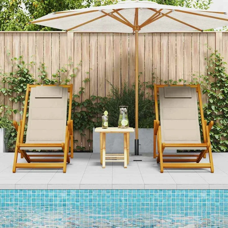 vidaXL Liegestuhl 2 pcs Braun 61.5 x 123 x 82cm Massivholz Akazie 3325144 – Bild 2