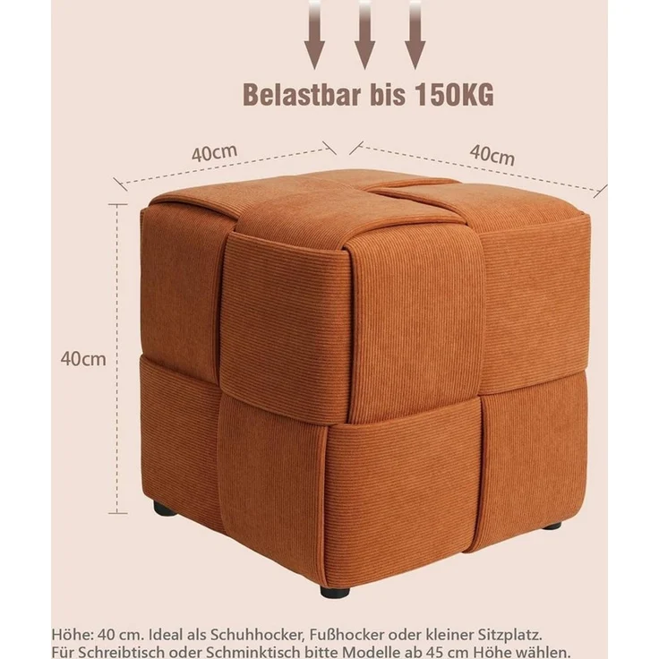 Zedelmaier Sitzhocker Würfel Cord, Sitzcube Ottoman, Fußhocker aus Cordstoff – Bild 2