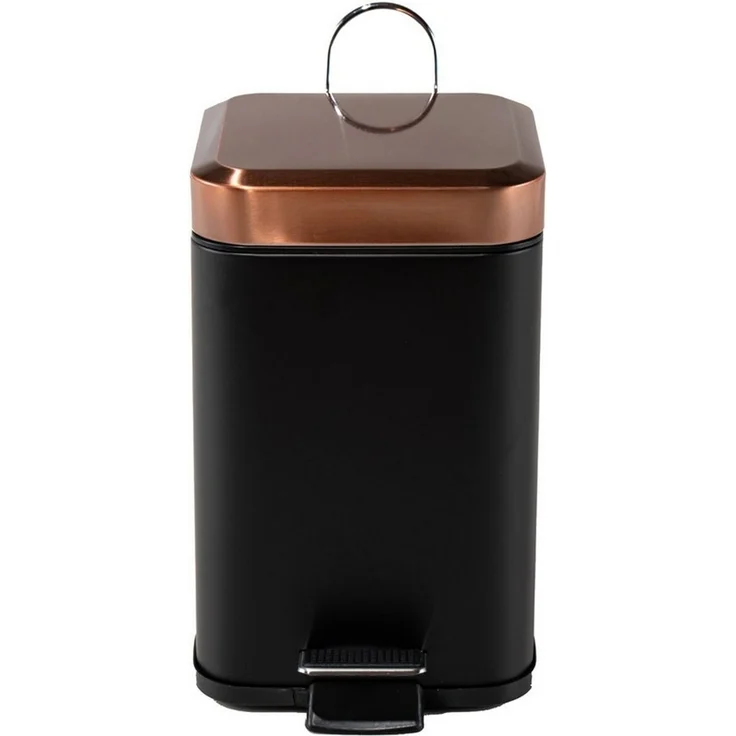 HTI-Living Kosmetikeimer Treteimer eckig Jannik 3 Liter Schwarz Kupfer, Mülleimer Kosmetikeimer mit Soft-Close-Deckel – Bild 1