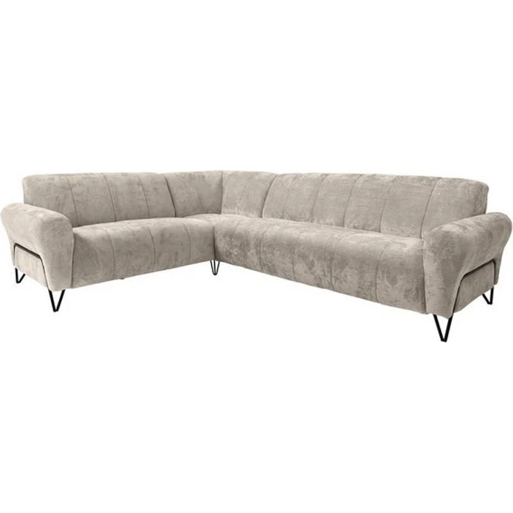 Beautysofa Ecksofa mit Metallbeine in schwarzer VOLARE L, mit höchstem Sitzkomfort, ohne Schlaffunktion – Bild 4