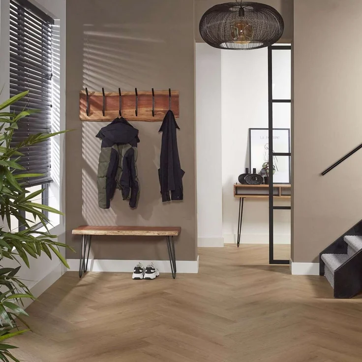 Garderobe aus massivem Akazienholz, modern mit Baumkante, 6 Haken, Natur, Wandmontage – Bild 2