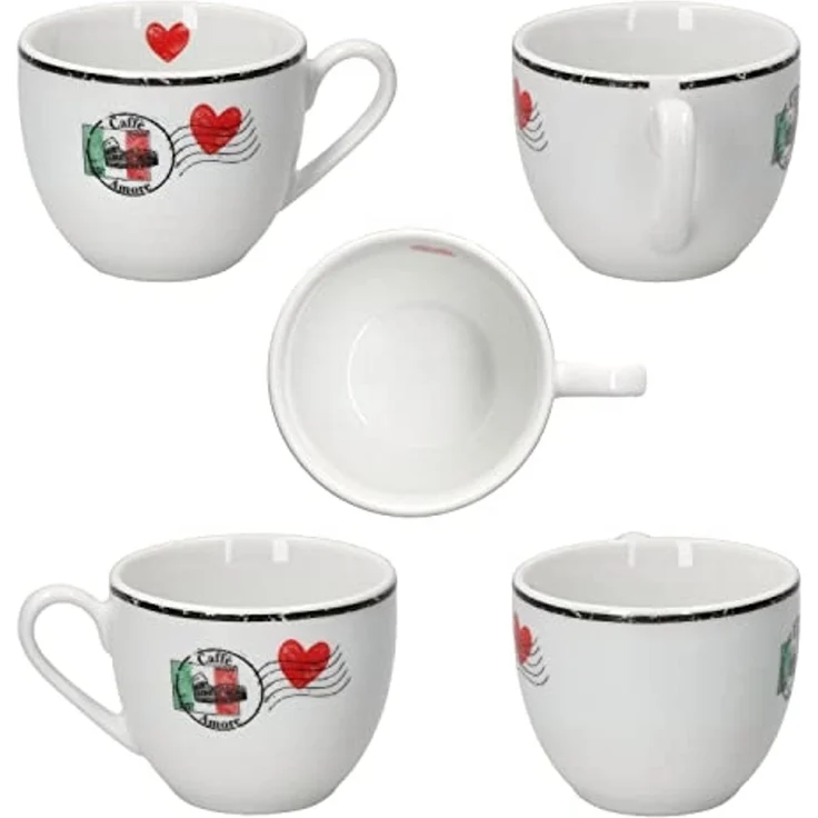 Ritzenhoff & Breker Becher 4tlg Set Caffee Amore Espressotasse + Untertasse 80ml Porzellan, Porzellan – Bild 4