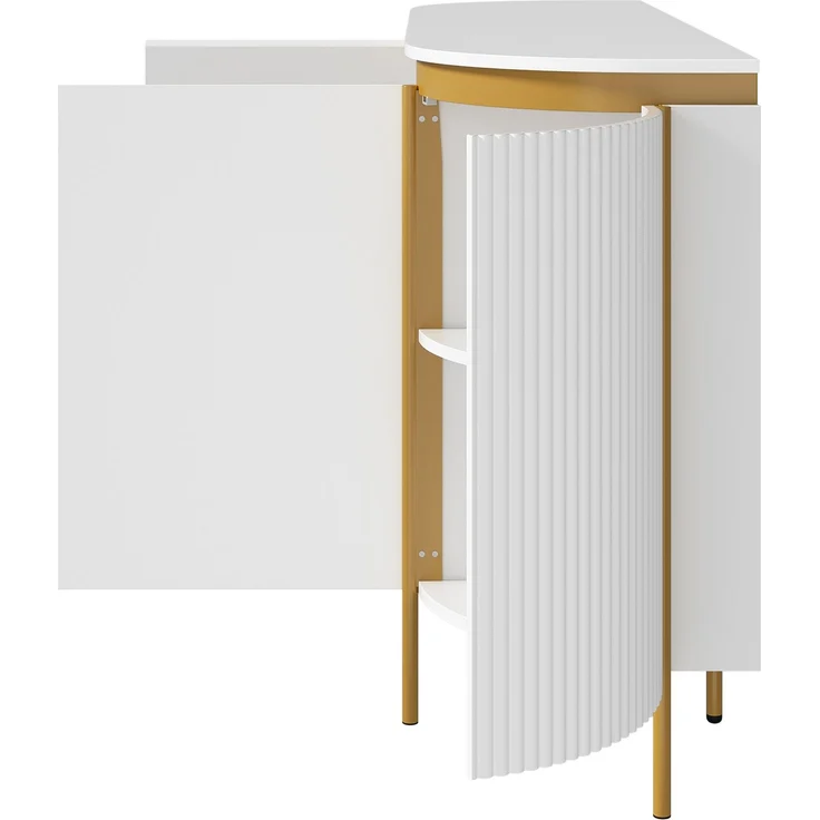 ZUBALIYA Sideboard 140x38x80 cm, mit 4 Türen, aus MDF, Weiß – Bild 21